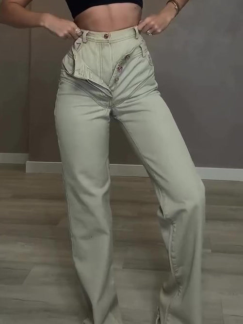 Jeans dobles de cintura alta