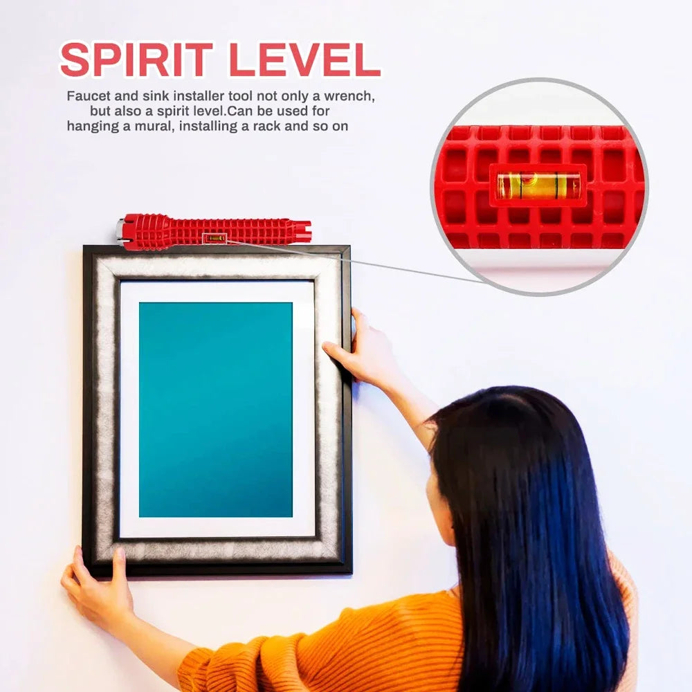 Llave de grifo de fregadero 14 en 1, herramienta de reparación de fontanería, Mango antideslizante, llave de doble cabezal, herramienta de llave de calentador de agua de fontanería de baño